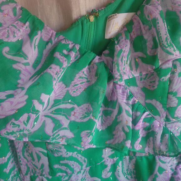 Lilly Pulitzer Rosalynn Ruffle Maxi Dress Beach Floral One Shoulder Size 12 - Picture 8 of 15